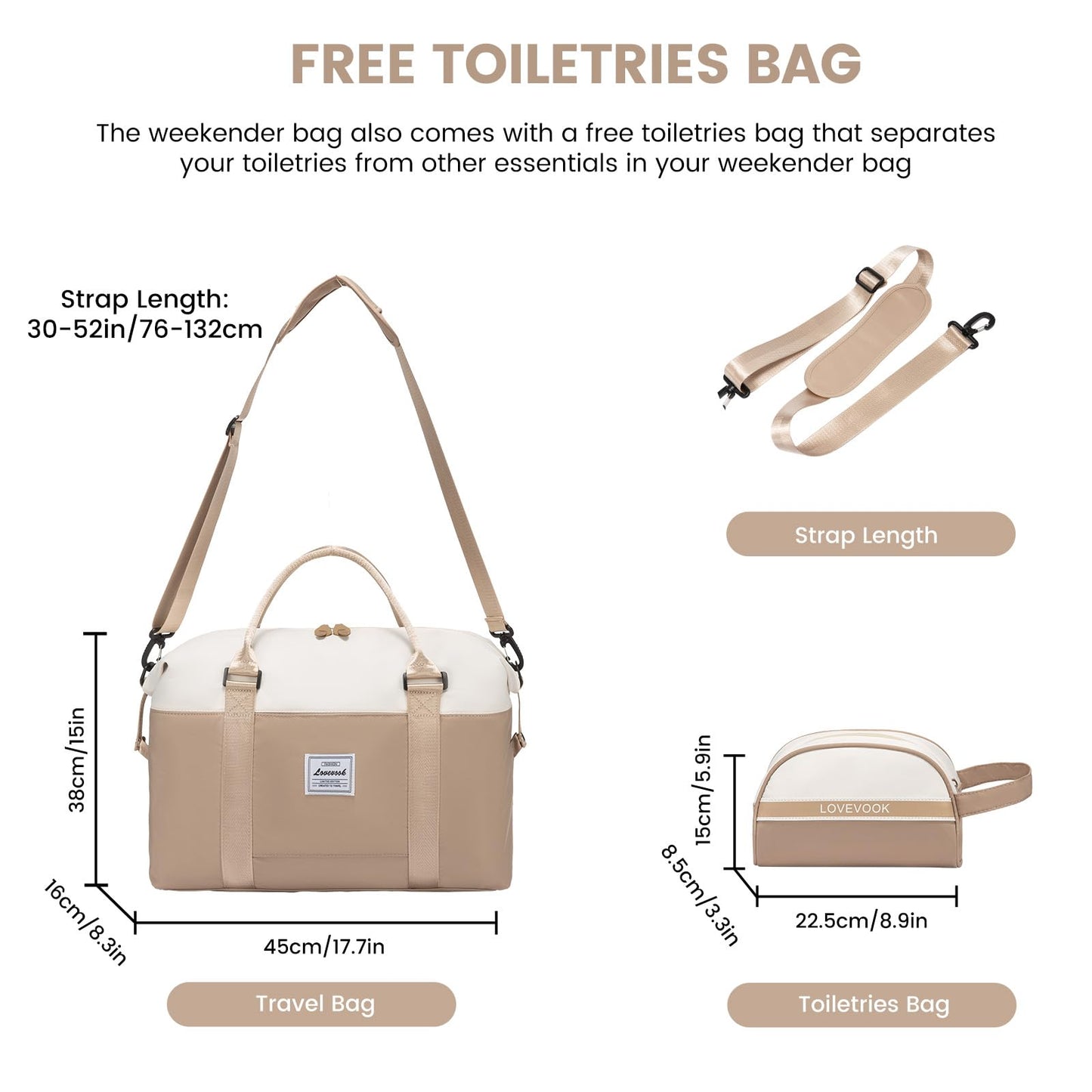 LOVEVOOK Weekender Bag with Toiletry and Wet Pocket
