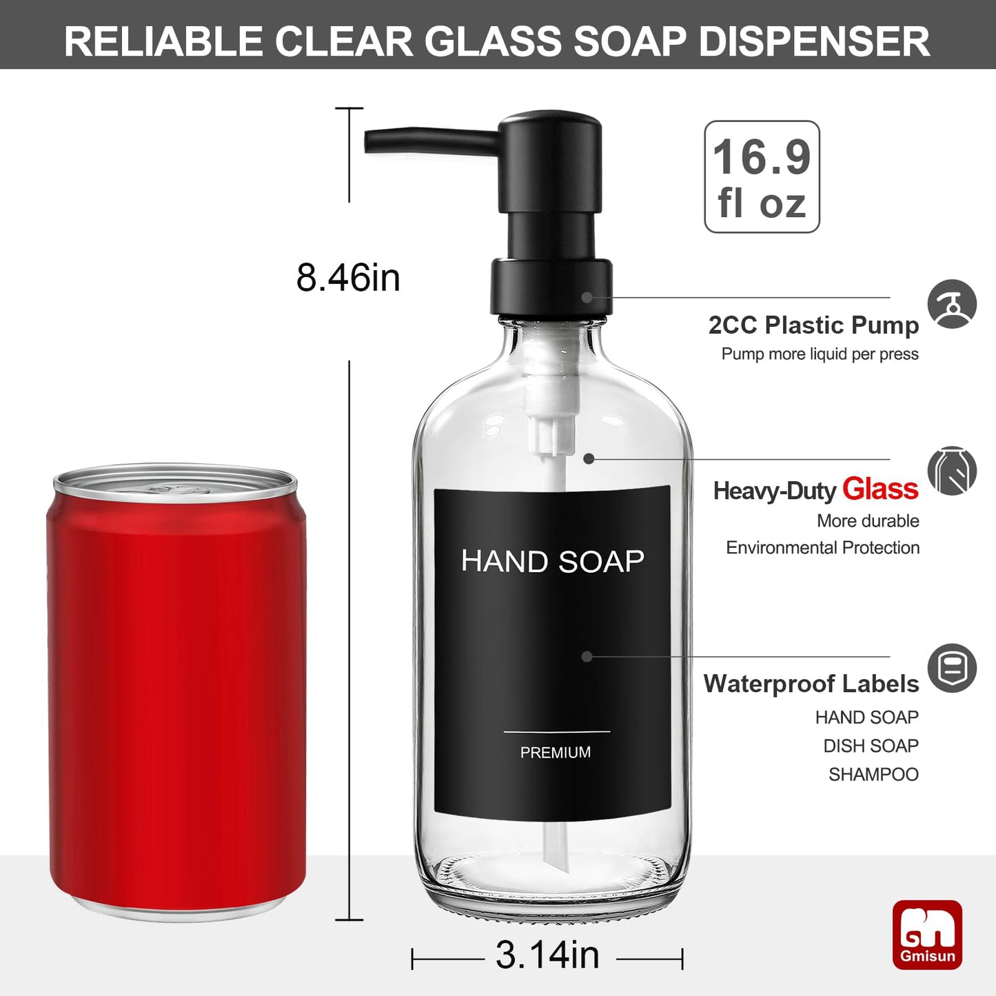 3 Pack Glass Soap Dispenser Set with Pumps