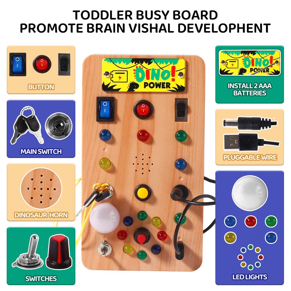 Montessori Wooden Sensory Board with LED Lights