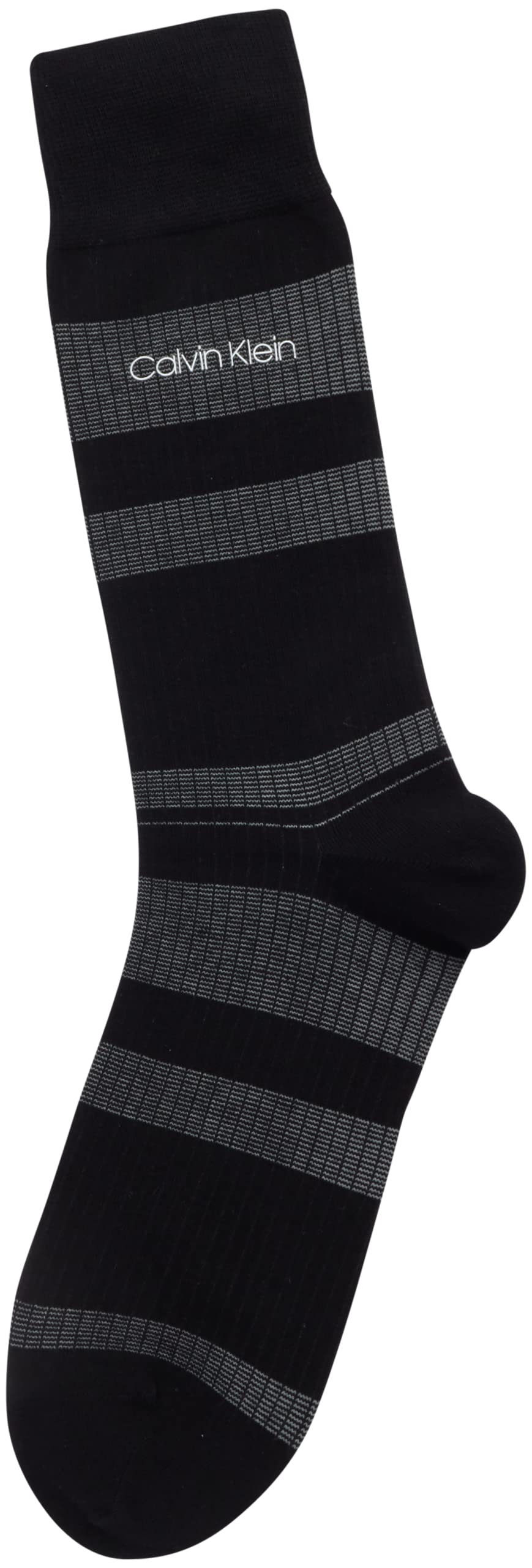 Calvin Klein Men's Dress Socks - Luxury and Egyptian Cotton Blend Dress Socks (2 Pair), Size 7-12, Black Stripe