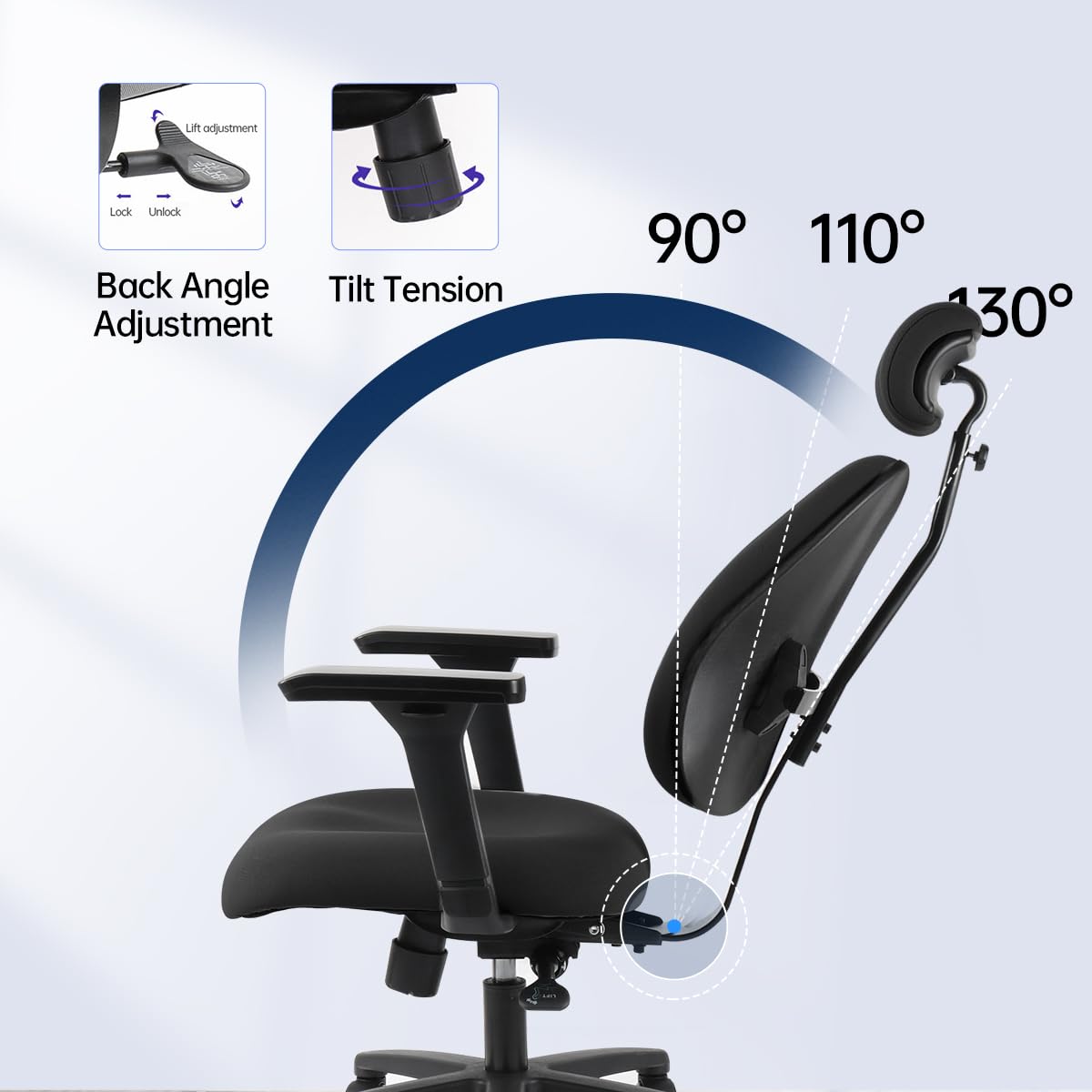DERSITE Ergonomic Office Chair with Lumbar Support
