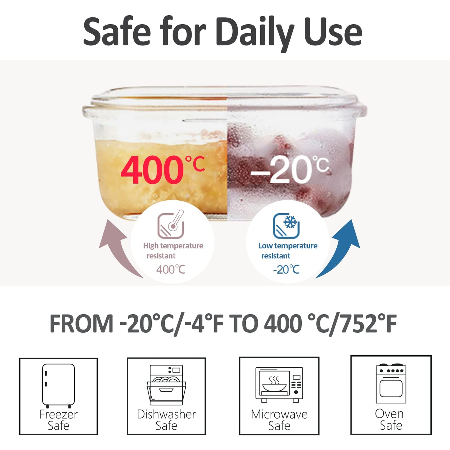 6 Pack Glass Food Storage Containers with Lids