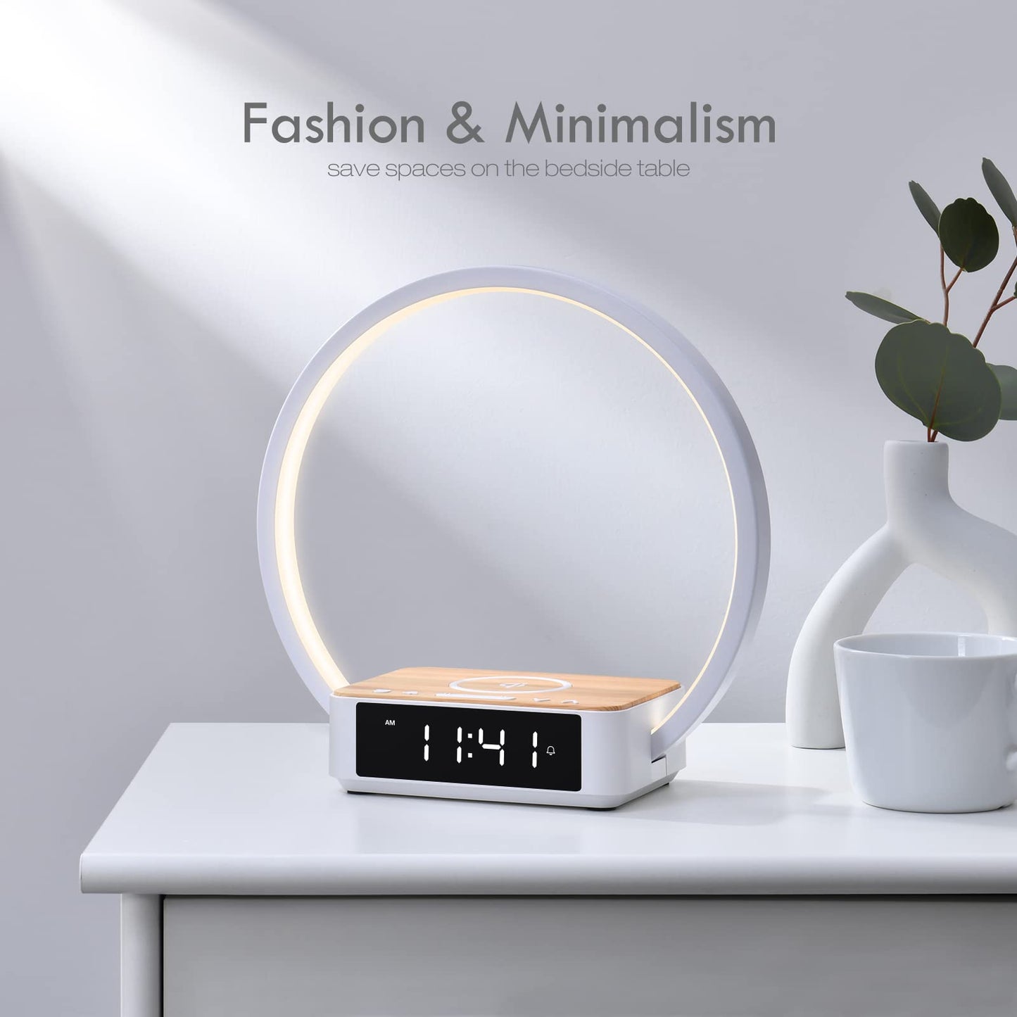 WILIT Bedside Lamp with Wireless Charger and Clock