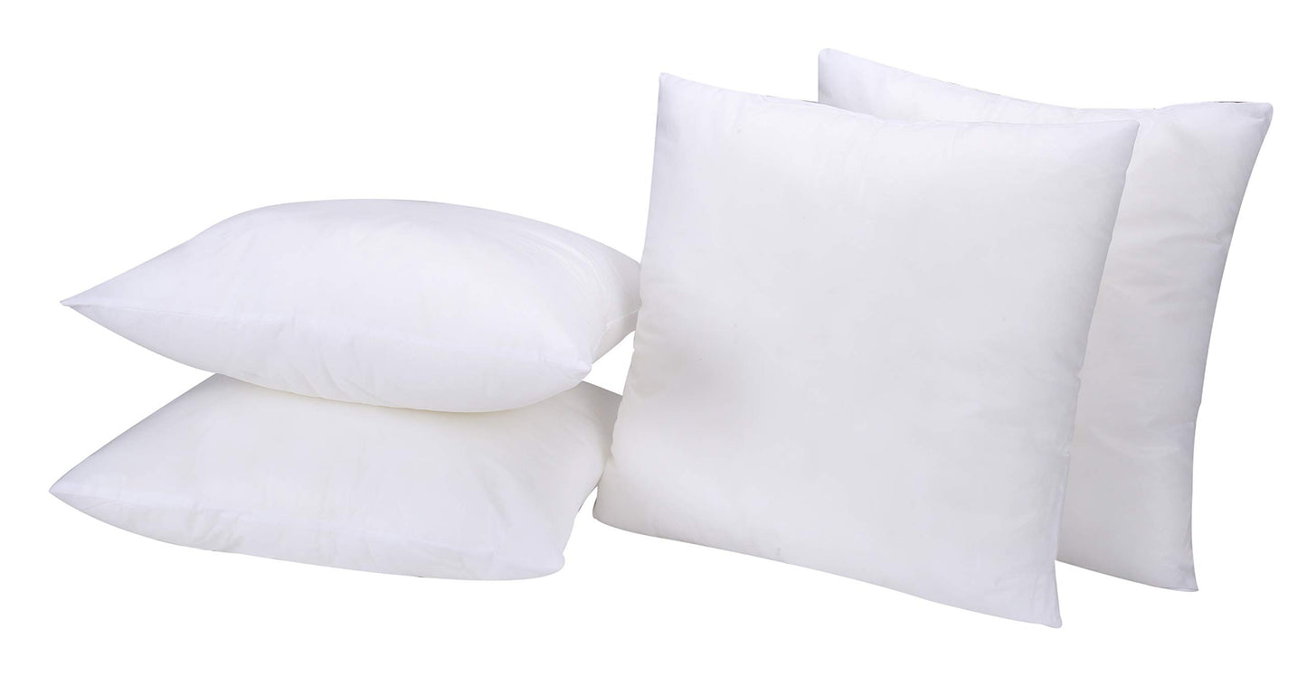 Ramanta Home Throw Pillow Insert (16x16 Inches, Set of 4) - Premium White Sham Stuffer Pillow Inserts for Couch and Bed