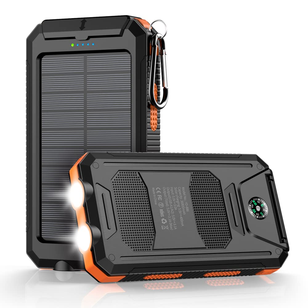 36800mAh Solar Power Bank with Dual QC 3.0