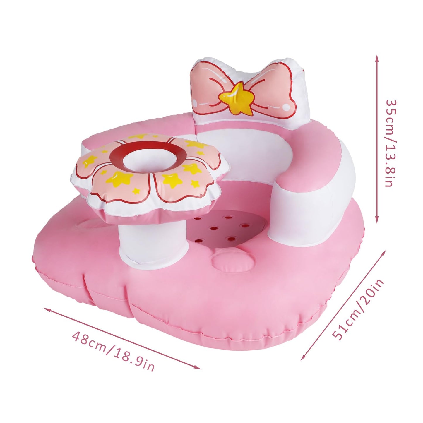 Inflatable Baby Seat with Built-in Pump - Pink