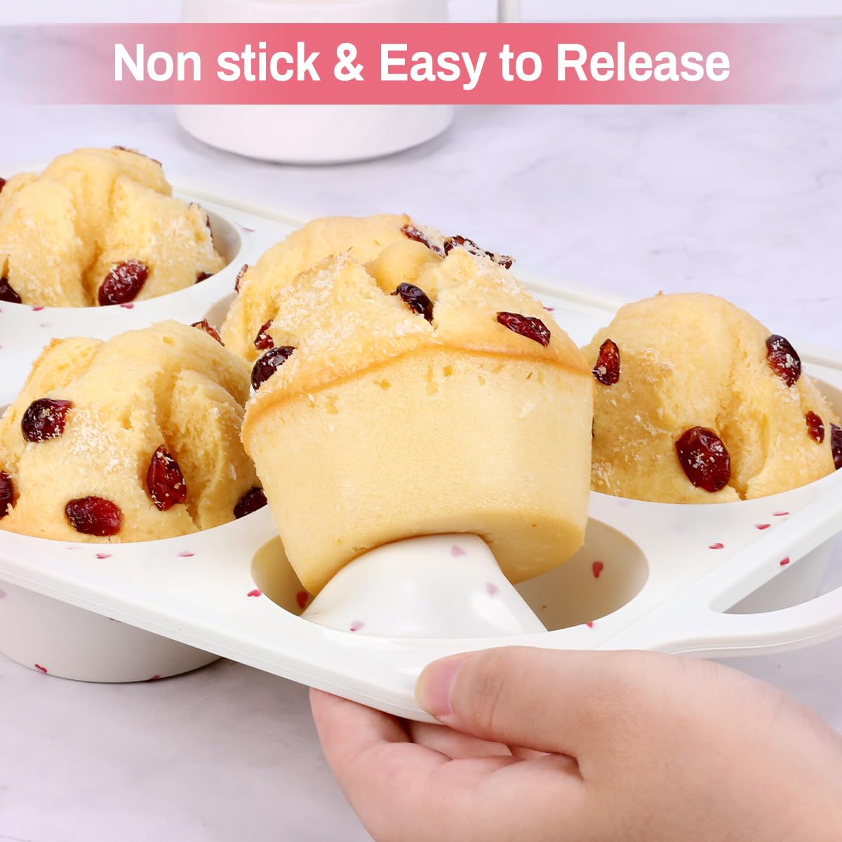 6-Cup Jumbo Size NonStick Silicone Muffin Pan for Baking with Metal Reinforced Frame BPA Free Silicone Jumbo Cupcake Pan for Oven Dishwasher Safe
