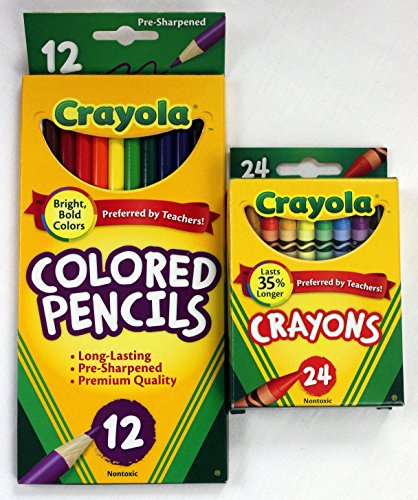 12 Pack Crayola Colored Pencils & 24 Crayons Bundle