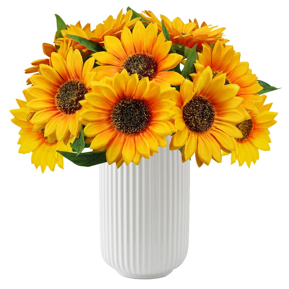 12 Pack Artificial Sunflower Stems Silk Flowers