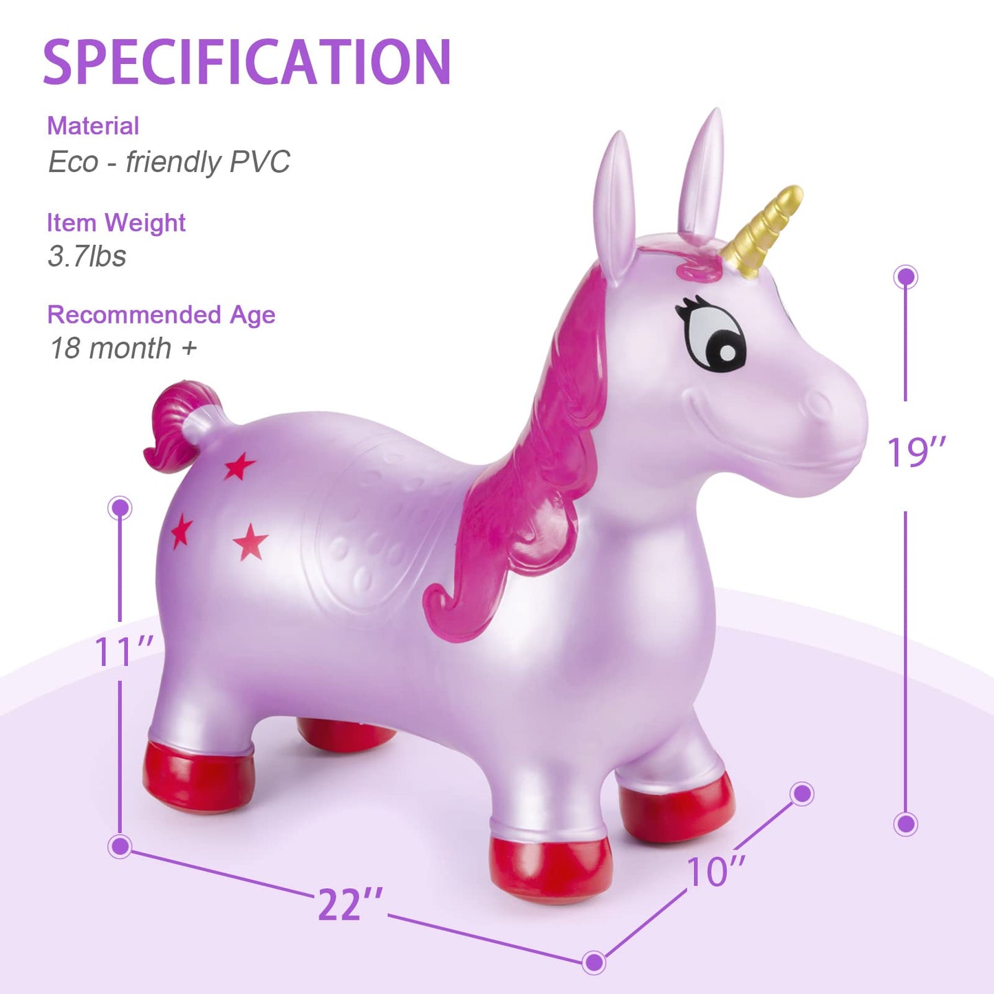 Bouncy Inflatable Unicorn Ride-on Toy for Kids