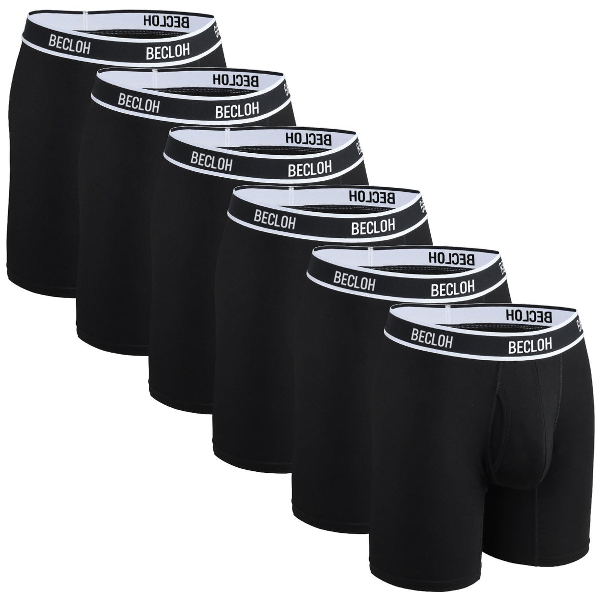 6 Pack Bamboo Viscose Breathable Boxer Briefs with Fly (Size Medium)