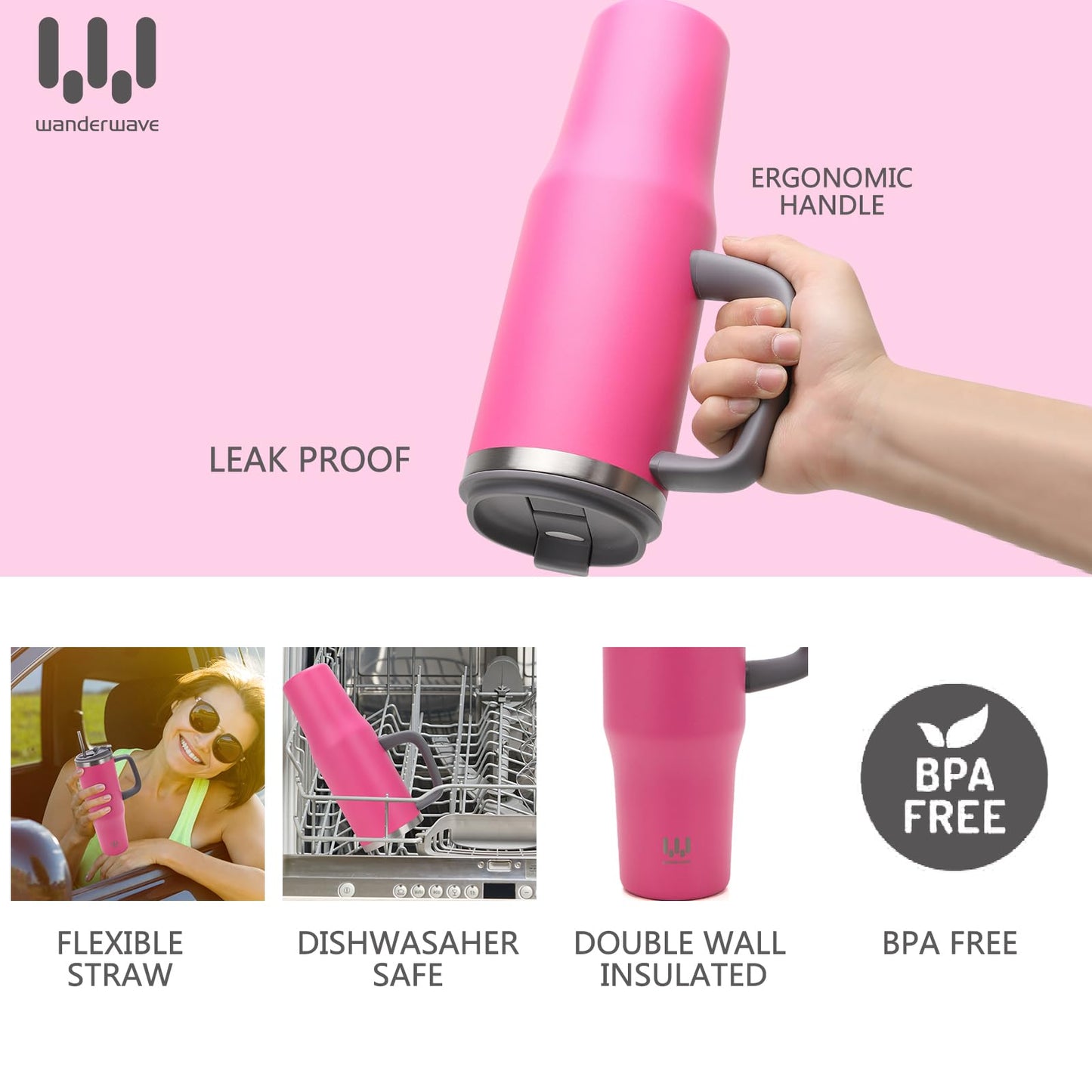 40 oz Insulated Travel Mug with Handle