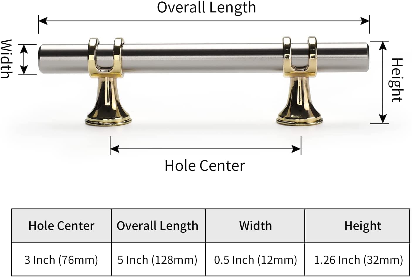 Leulan 10 Pack Kitchen Cabinet Handles Brushed Brass Gold and Nickel Cabinet Handles 3 Inch Hole to Hole Cabinet Pulls Dresser Drawer Pulls Cabinet Hardware