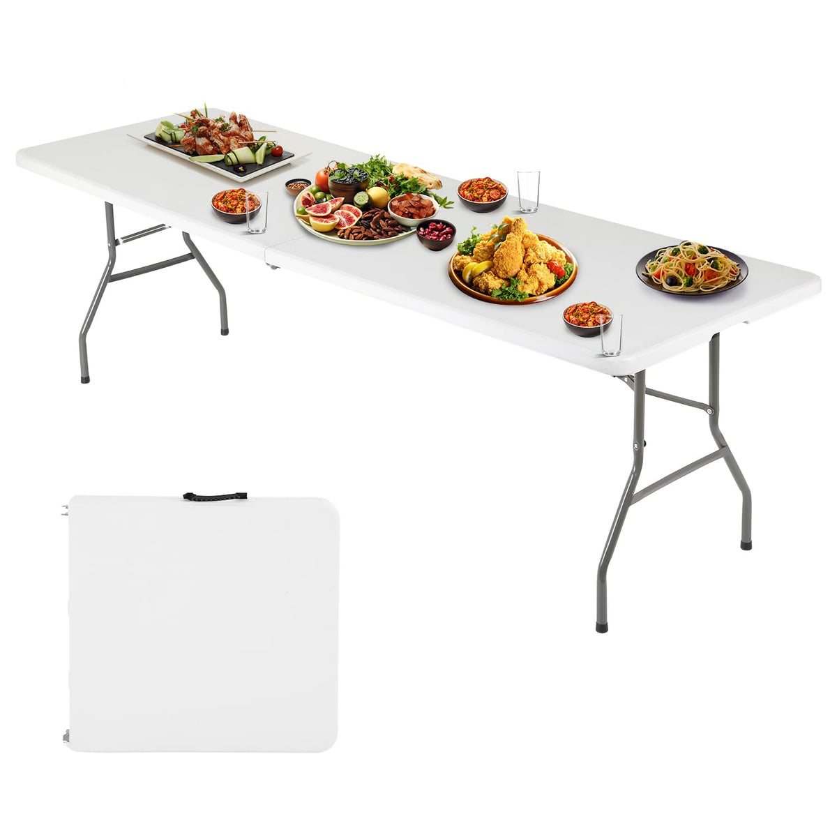 6 Foot Folding Plastic Table with Carry Handle