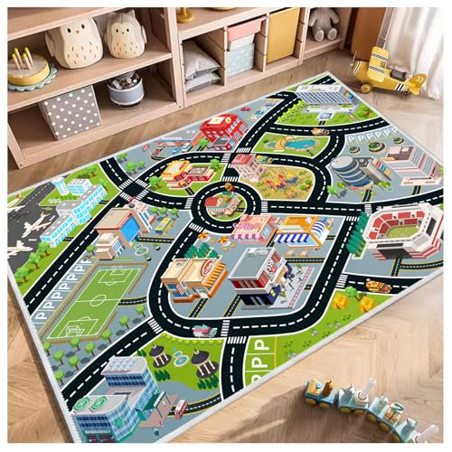 2.6×3.9ft Kids Road Traffic Play Rug