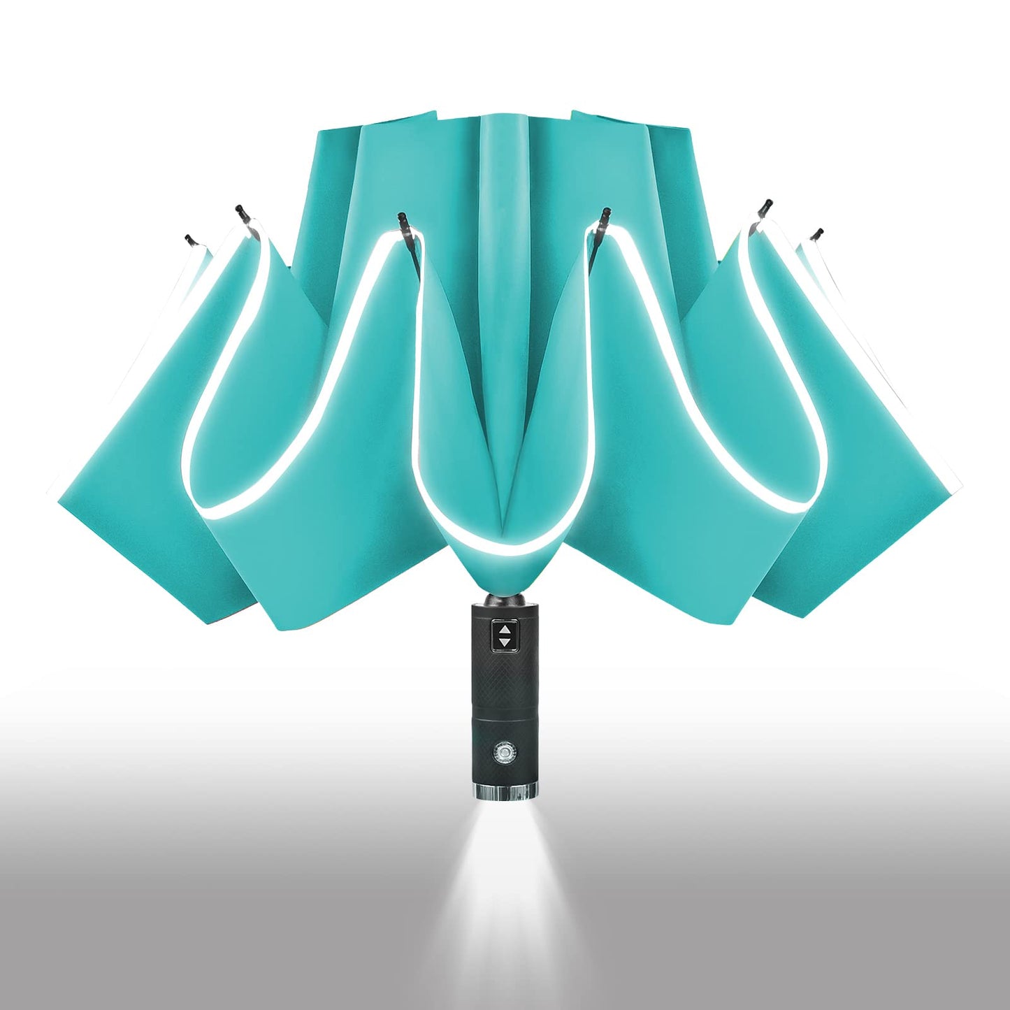 Lejorain Travel Folding Inverted Umbrella - Reverse LED Umbrella Automatic Open and Close - Reflective Collapsible Reversible Umbrella