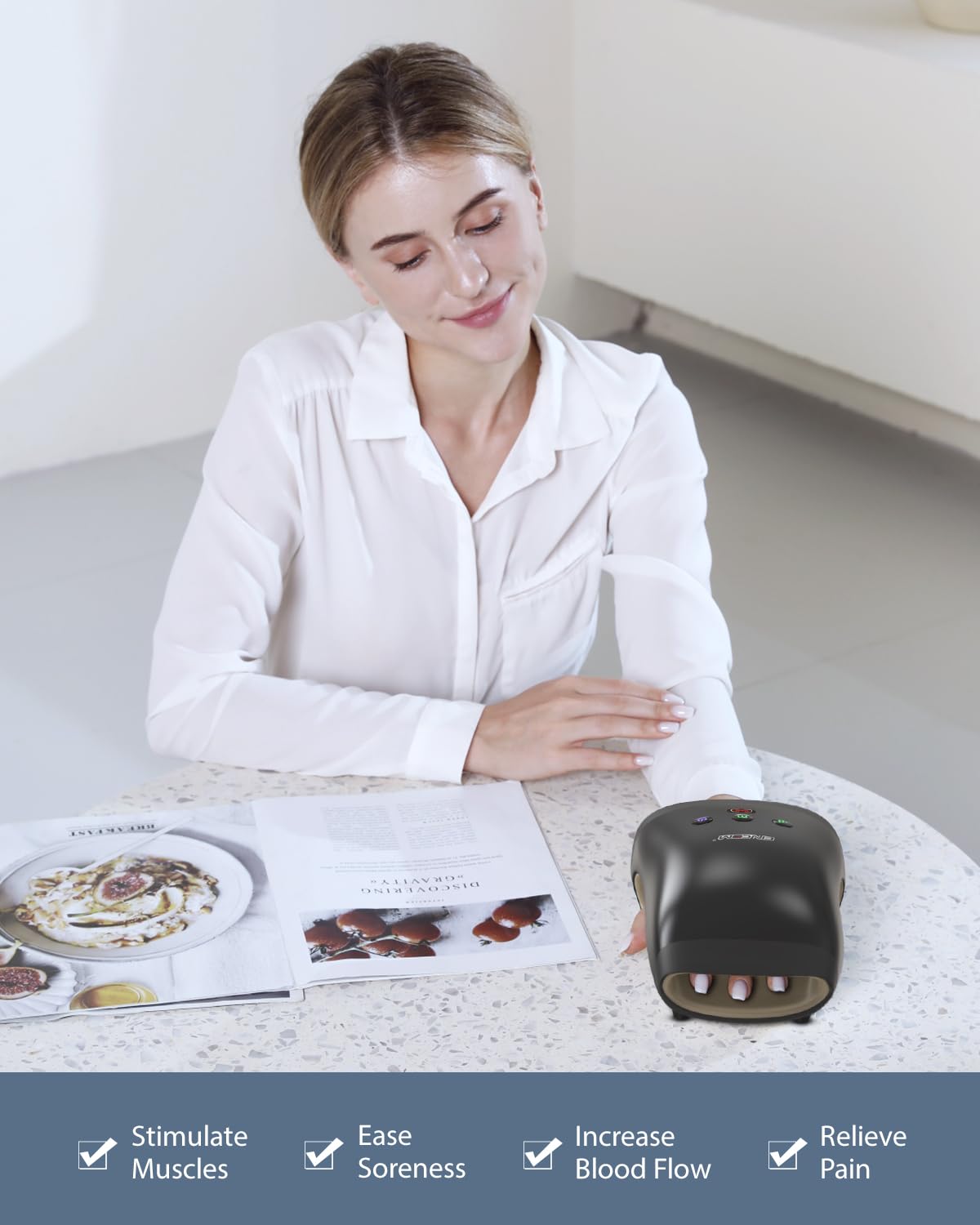 CINCOM Cordless Hand Massager with Heat and Compression