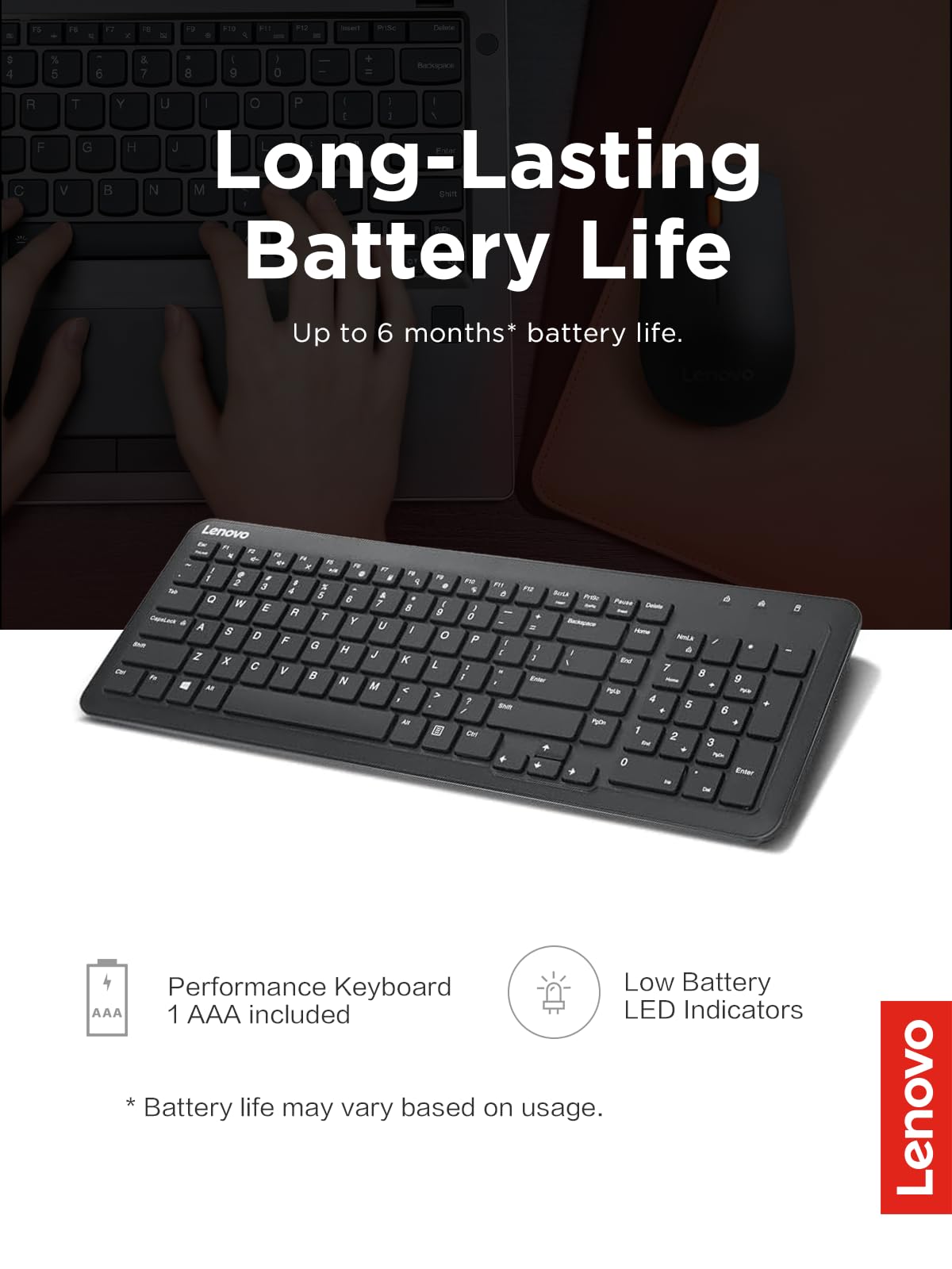 Lenovo Wireless Keyboard for Comfortable Typing