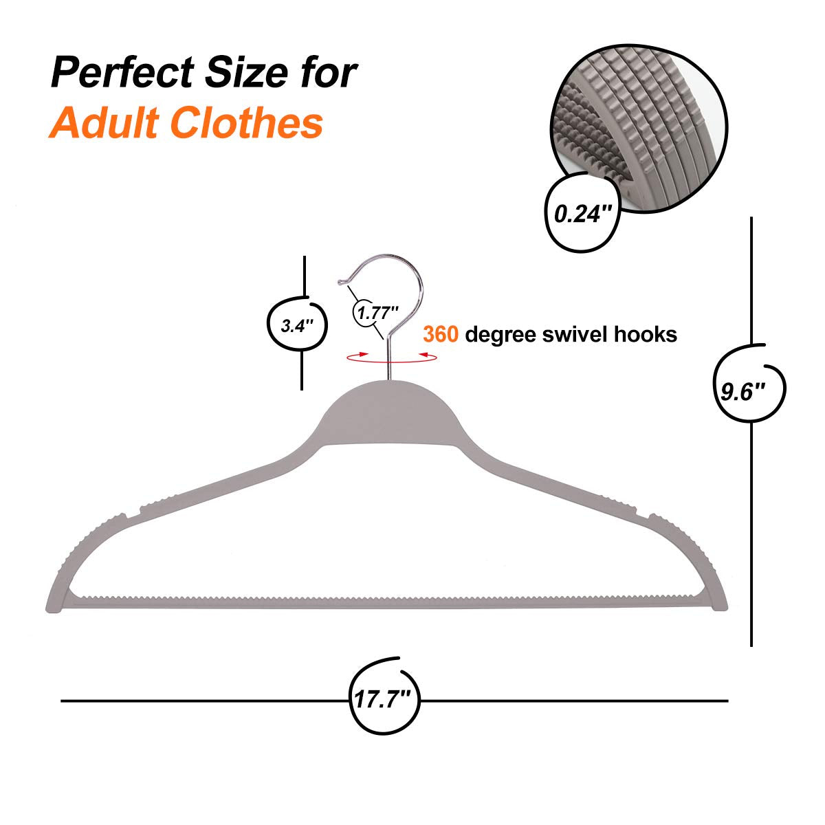 ELONG HOME Non-Slip Plastic Clothes Hangers, 20 Pack