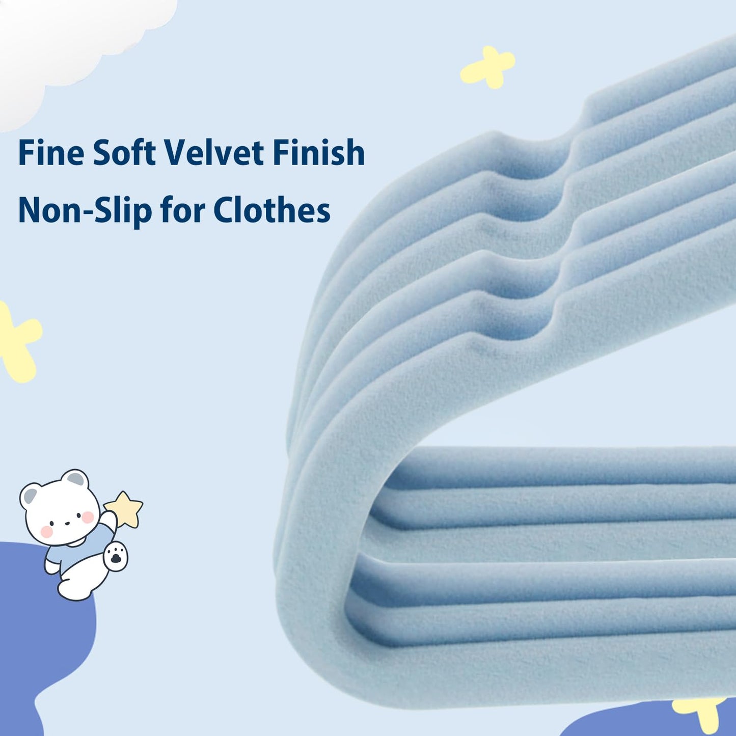 32 Pack Baby Velvet Hangers with Non-Slip Notches