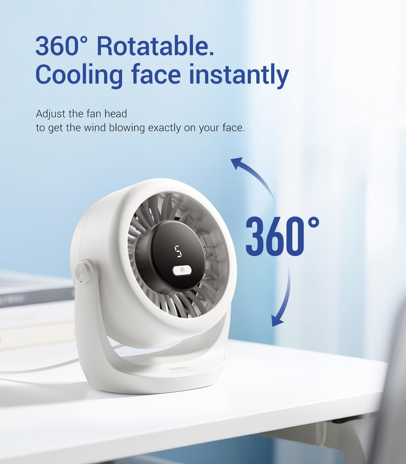 Ultra-Quiet Mini Desk Fan with LED Display
