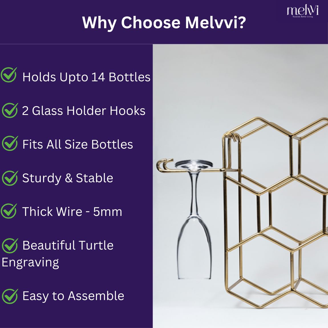 14-Bottle Metal Wine Rack with Glass Holders