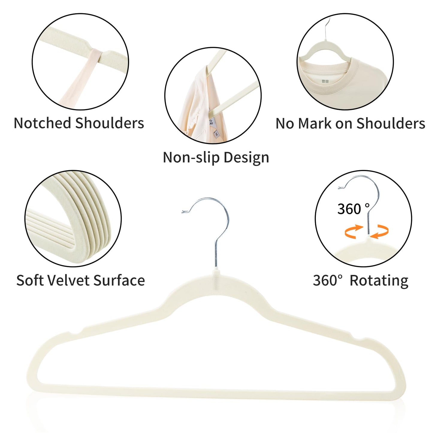 ELONG HOME Velvet Non-Slip Hangers 50 Pack