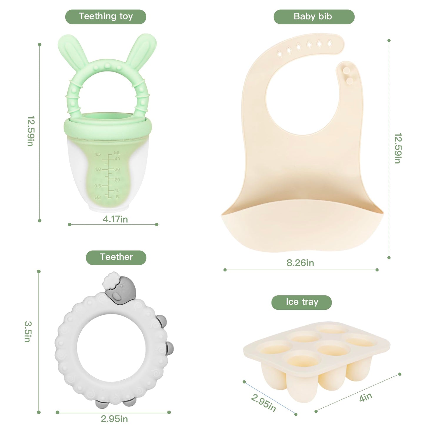 Baby Feeding Set with Fruit Feeder & Bibs