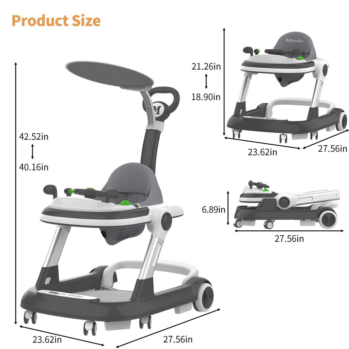 Baby Walkers with Wheel,Infant Walker for Babies with Adjustable Height,Speed & Breathable Seat Cushion, Baby Walkers and Activity Center for Boys Girls,Baby Walker and Bouncer Combo for 7-18 Months