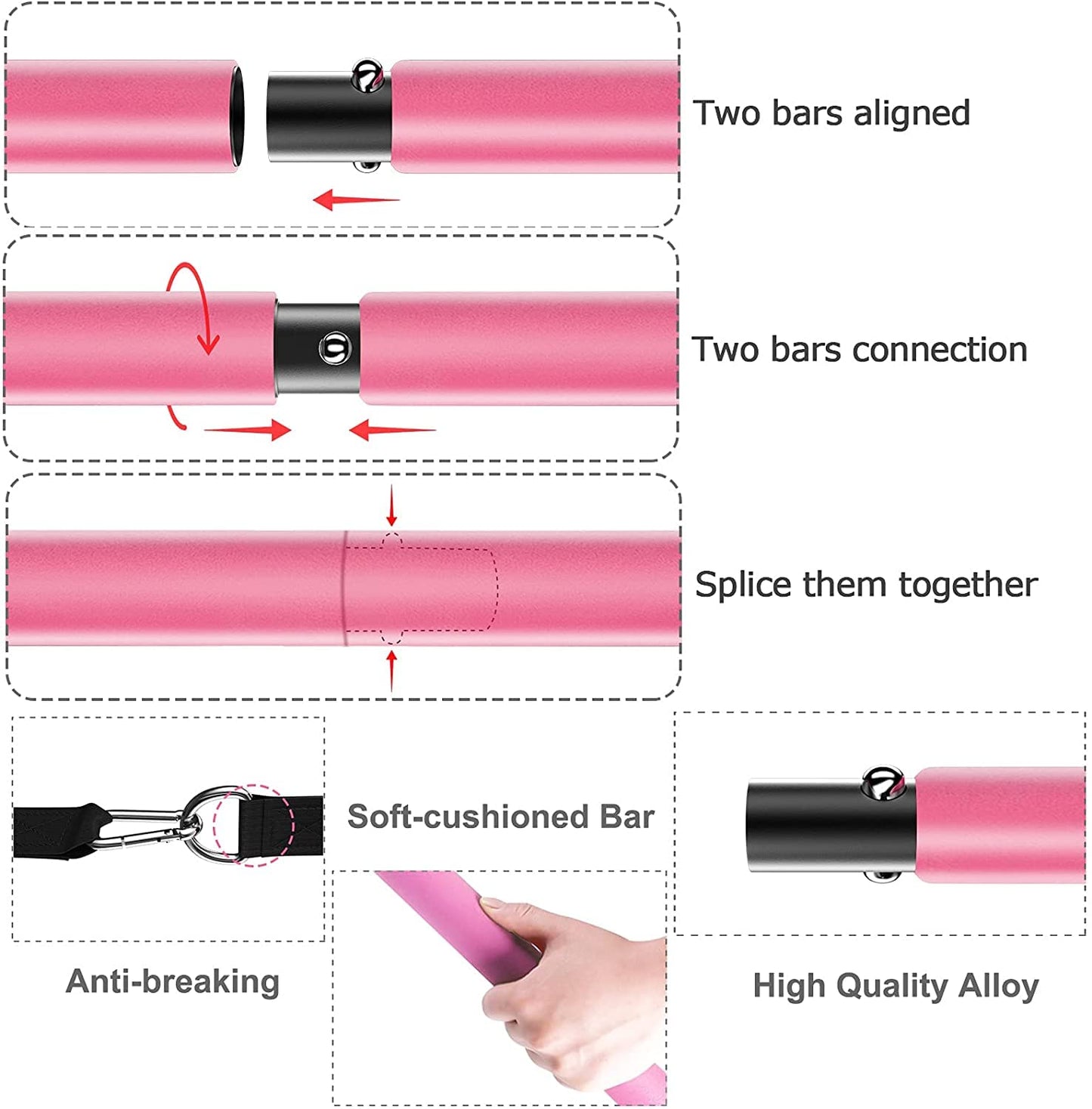 Pilates Bar Kit with Resistance Bands by Bbtops