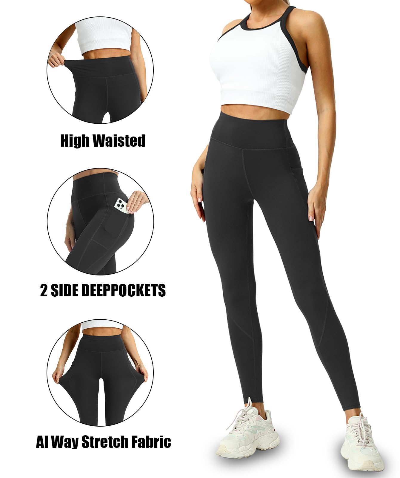 4 Pack High Waisted Leggings with Pockets