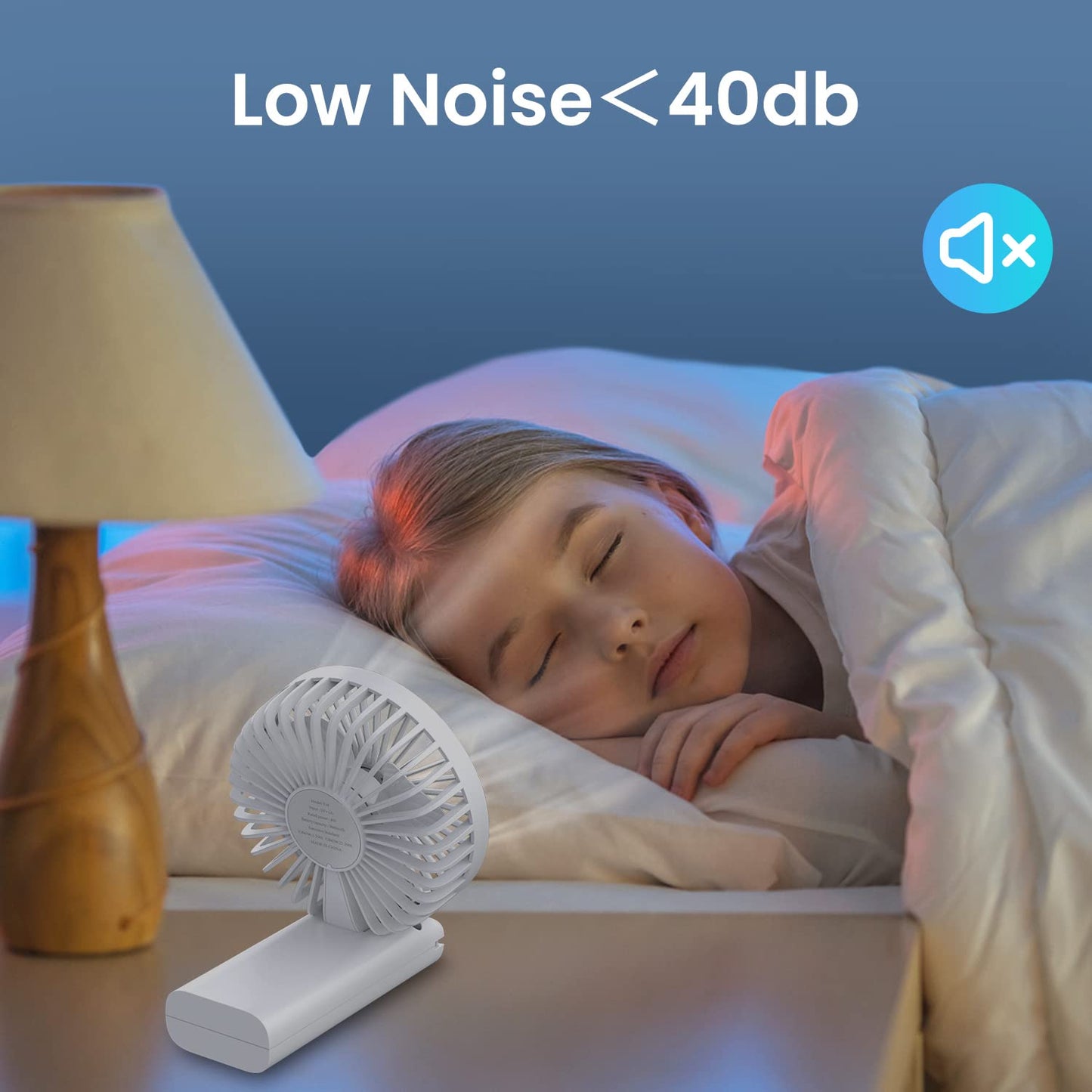 BICKON Handheld Fan, Portable Fan with USB Rechargeable Battery, 3 Adjustable Speed personal fan Desk Table fan with Base, Lightweight Makeup Fan for girls Women Kids, Travel, Outdoor Indoor Office