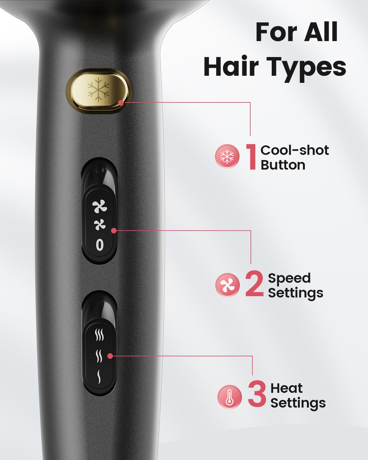 Ionic Hair Dryer with Diffuser and Cool Shot