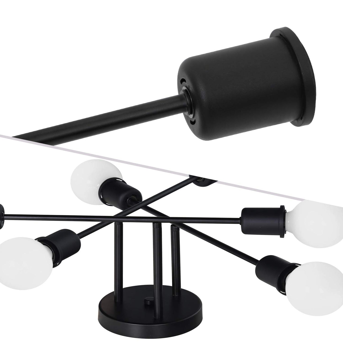 Hurrah Sputnik Light Fixture Black - 6 Lights Flush Mount Ceiling Light Fixture Industrial Chandeliers Modern for Kitchen Dining Room Living Room Bedroom Laundry E26