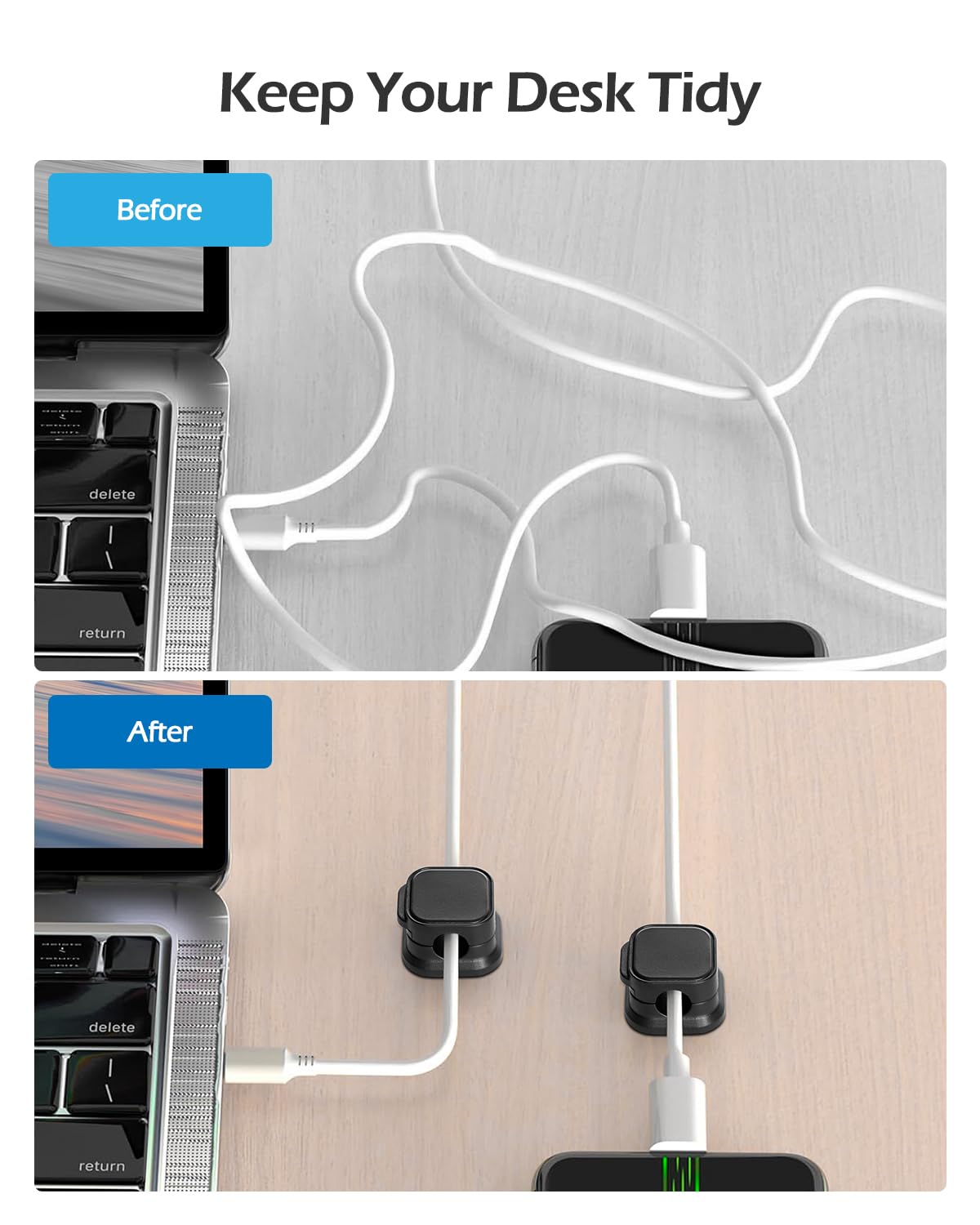 hokhik® 6 Pack Magnetic Cable Clips