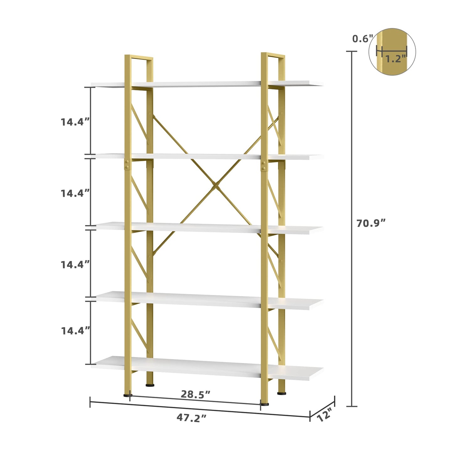 5-Tier YITAHOME Modern Bookshelf for Home Office