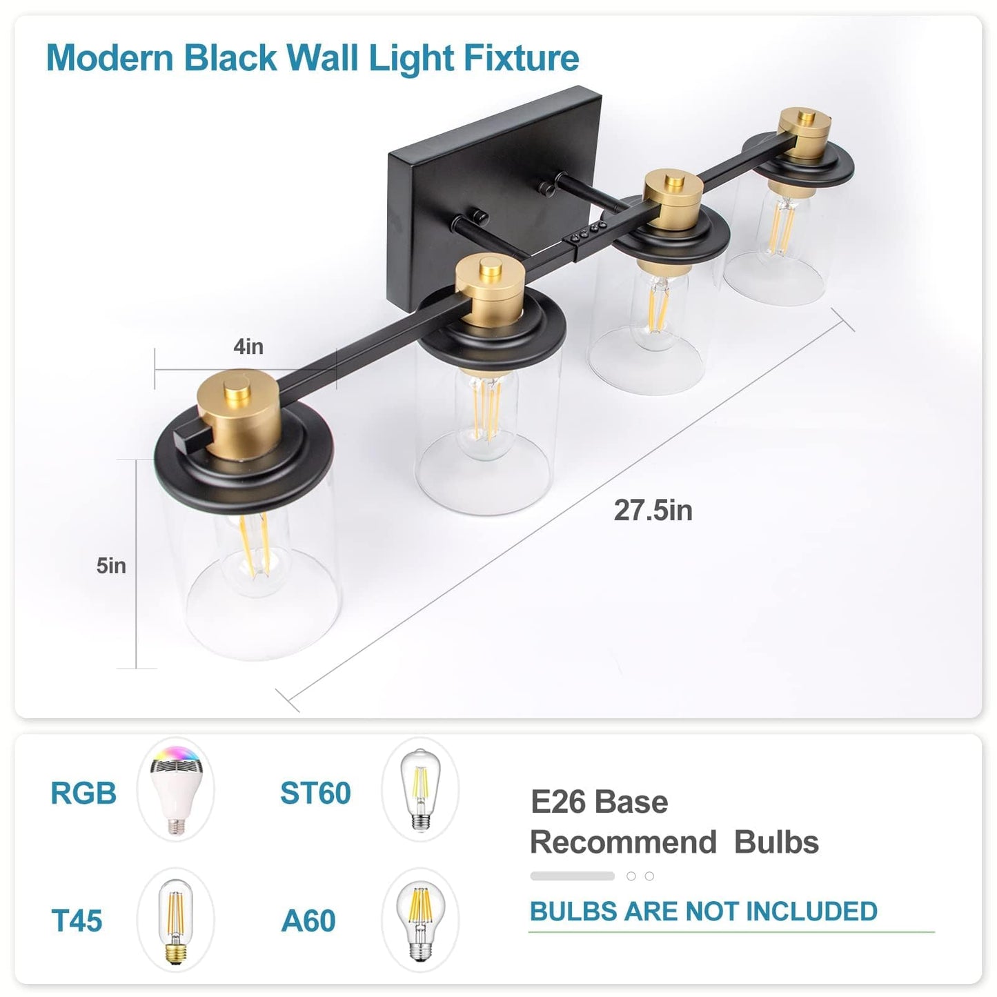 Modern 4-Light Bathroom Vanity Light by Lightdot