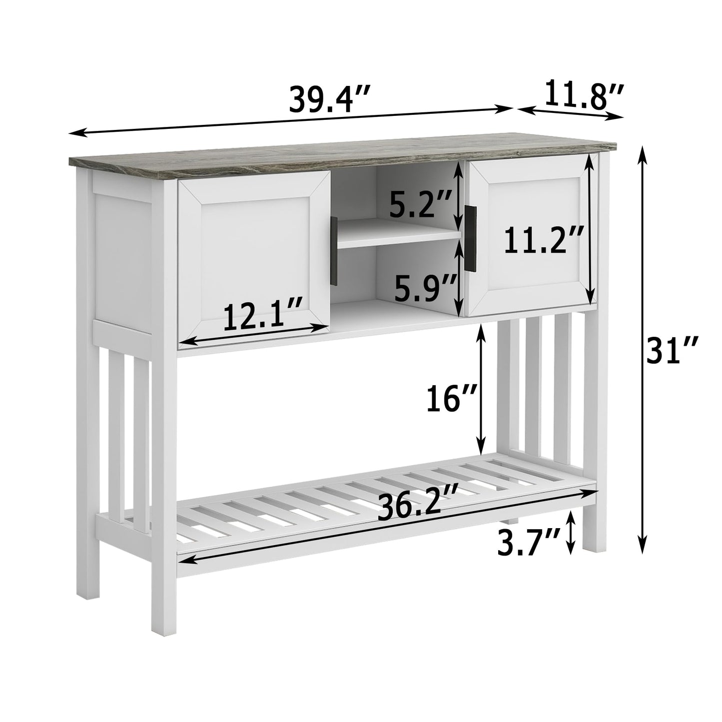 Entryway Console Table with Storage Shelves