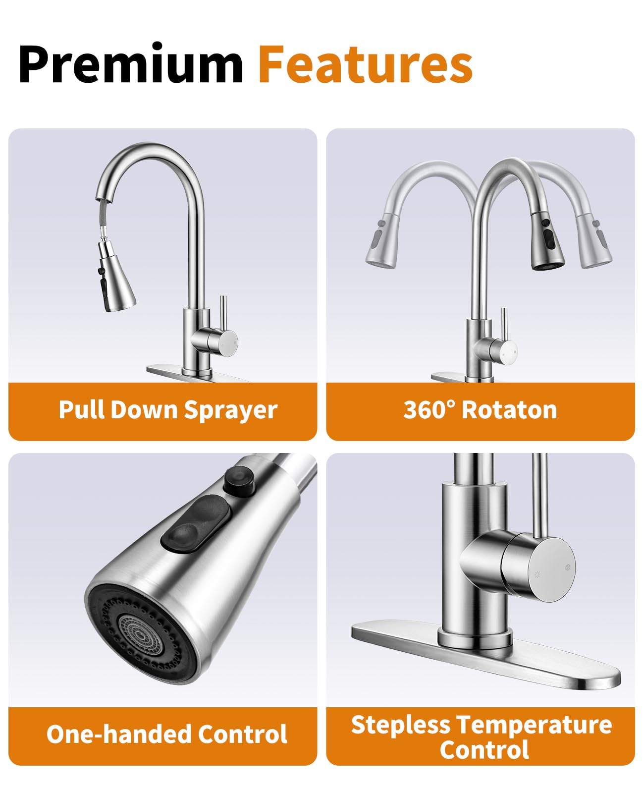 Jafeton Modern Kitchen Faucet with Pull Down Spout