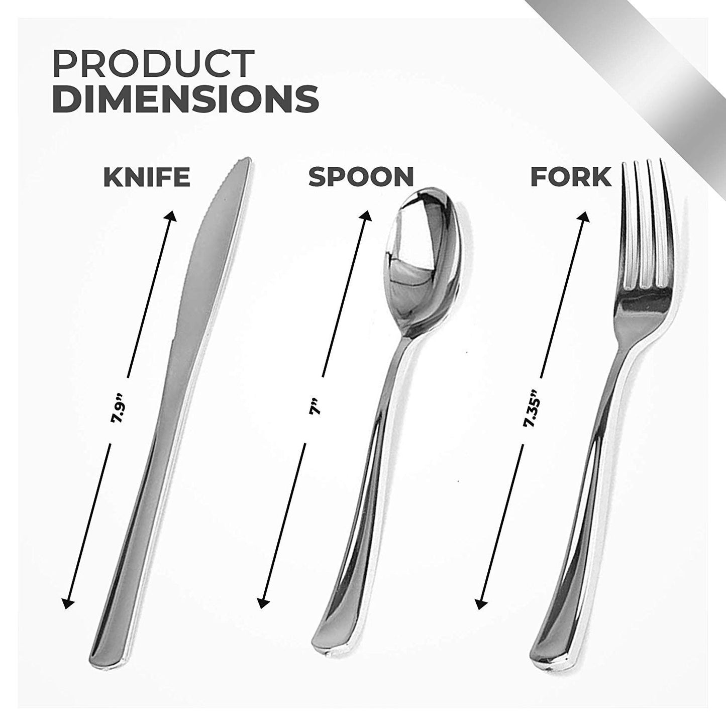 Heavy Duty Silver Plastic Cutlery Set, 300 Pack