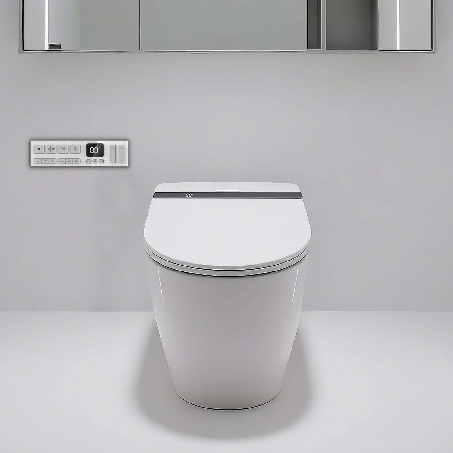 EIYHOME Smart Bidet Toilet,One Piece Bidet Toilet with Auto Open Close, Auto Flush, Foot Sensor Operation, Heated Seat,Warm Water & Dryer,Night Light,LED Display,White Remote Control