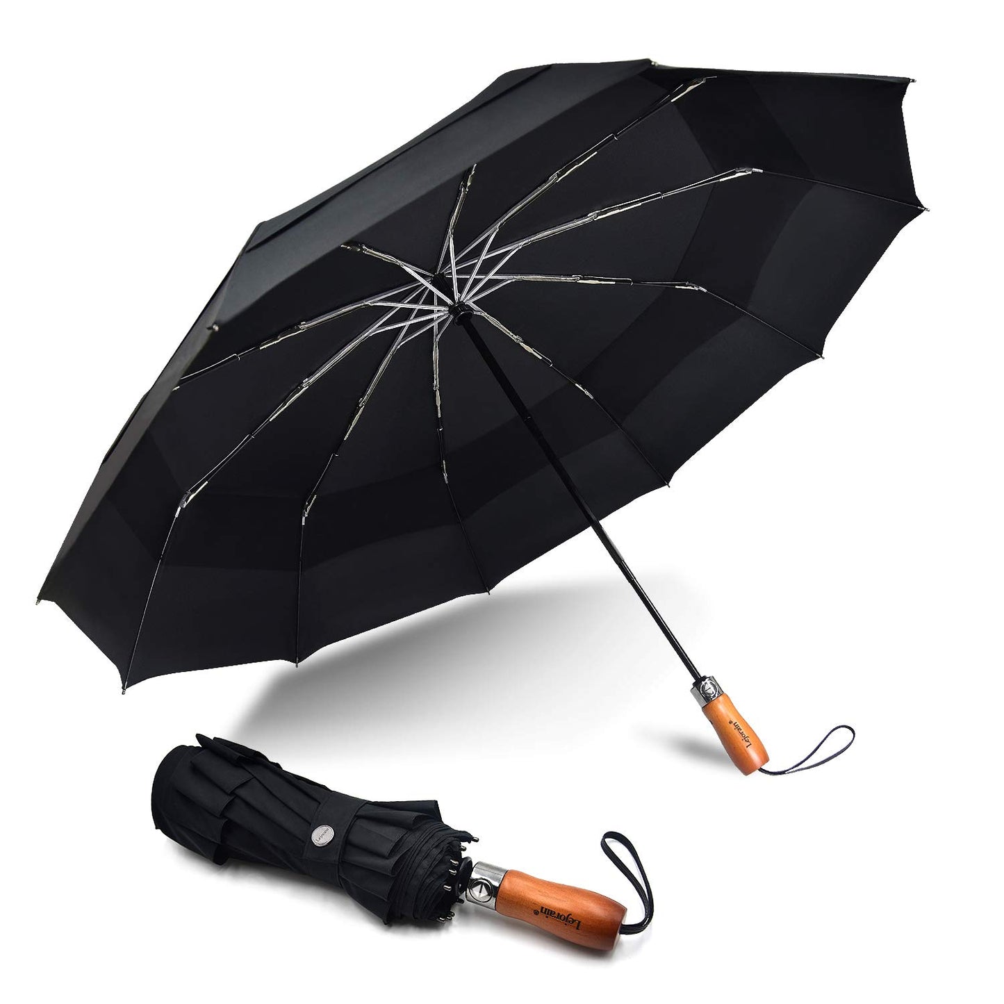 Lejorain 54" Windproof Golf Umbrella with Canopy