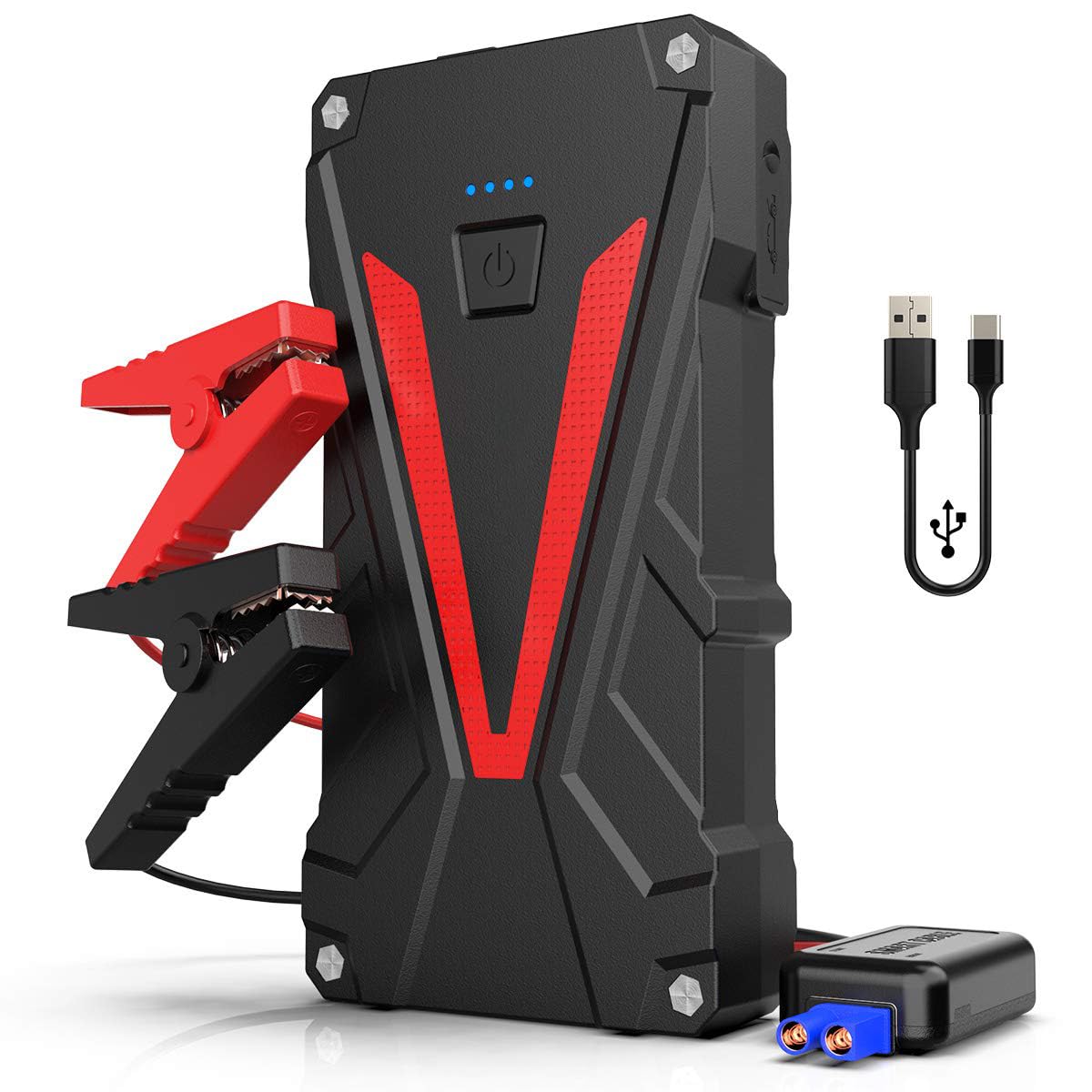 Car Battery Jump Starter 2500A 13800mAh Jump Box (8.0L Gas/7.0L Diesel) Portable Car Jump Starter Battery Pack 12V Lithium Car Battery Jumper Starter with German Jumper Cables, Fast Charge, Compact