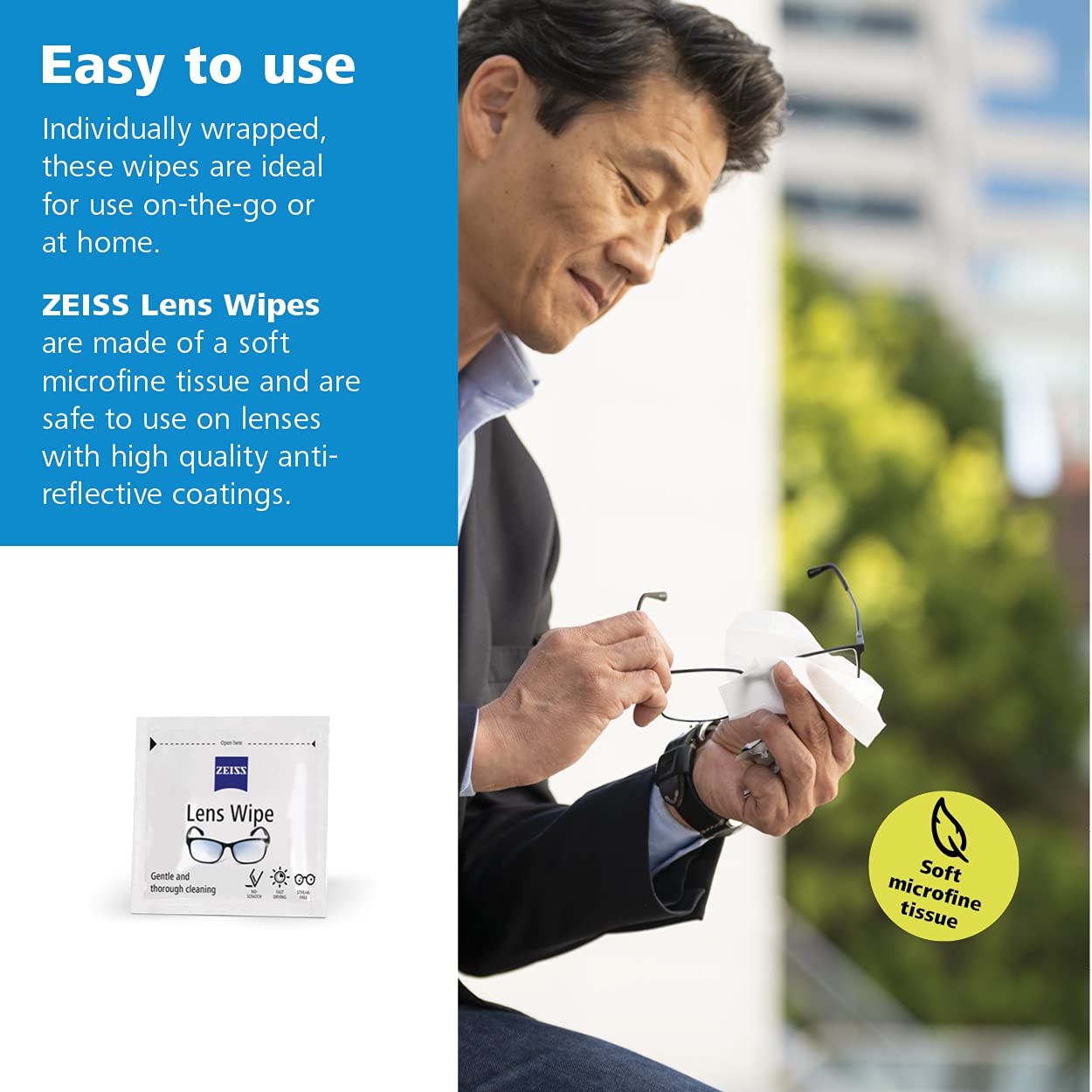 400 ZEISS Pre-Moistened Alcohol Wipes for Glasses