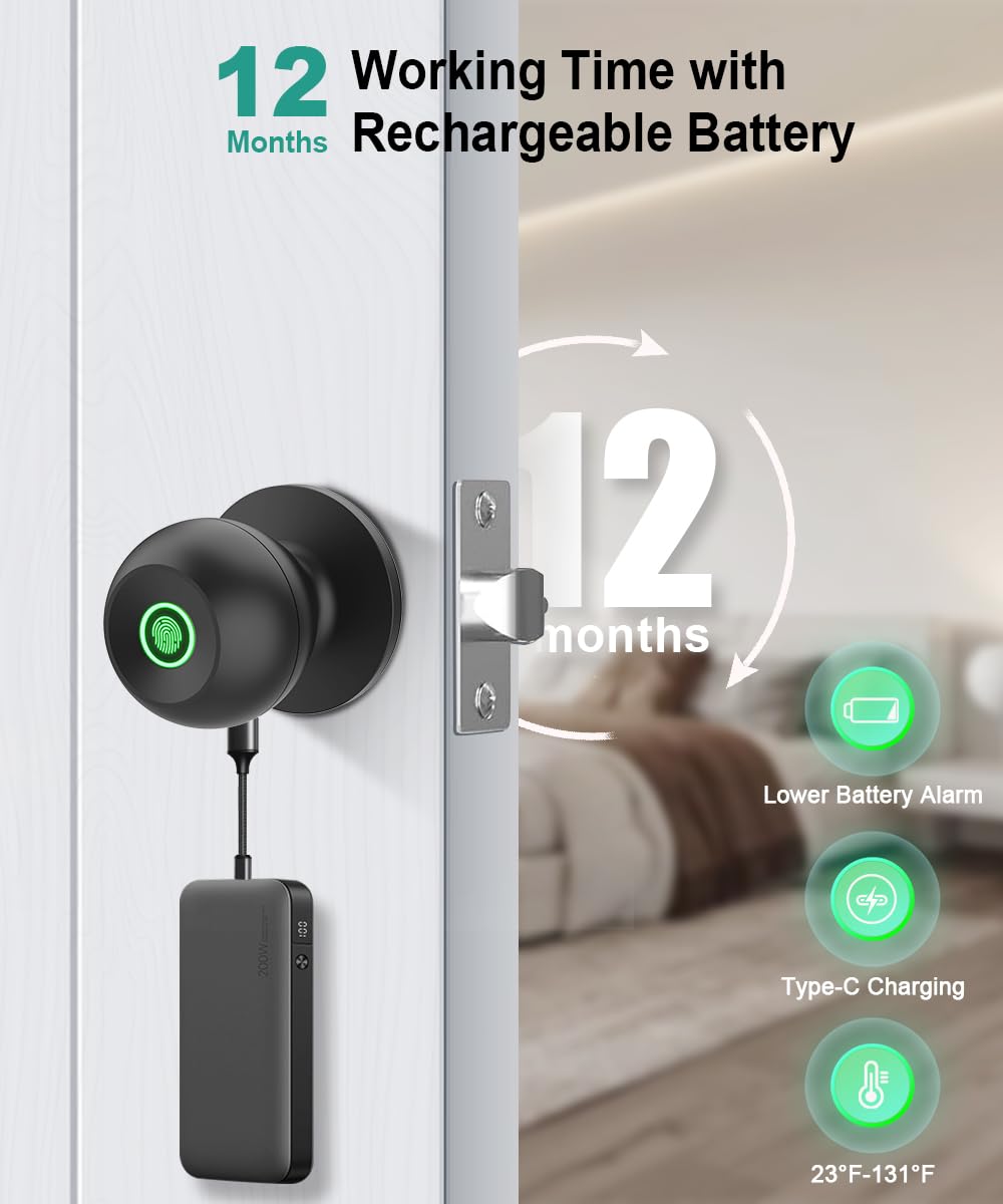 Biometric Smart Fingerprint Door Lock with App Control