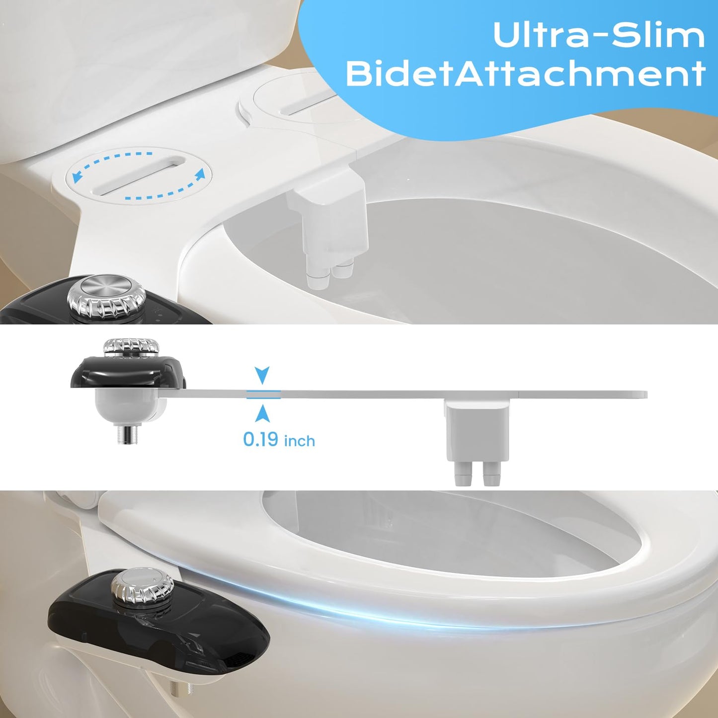Clirass Non-Electric Bidet Attachment with Dual Nozzles