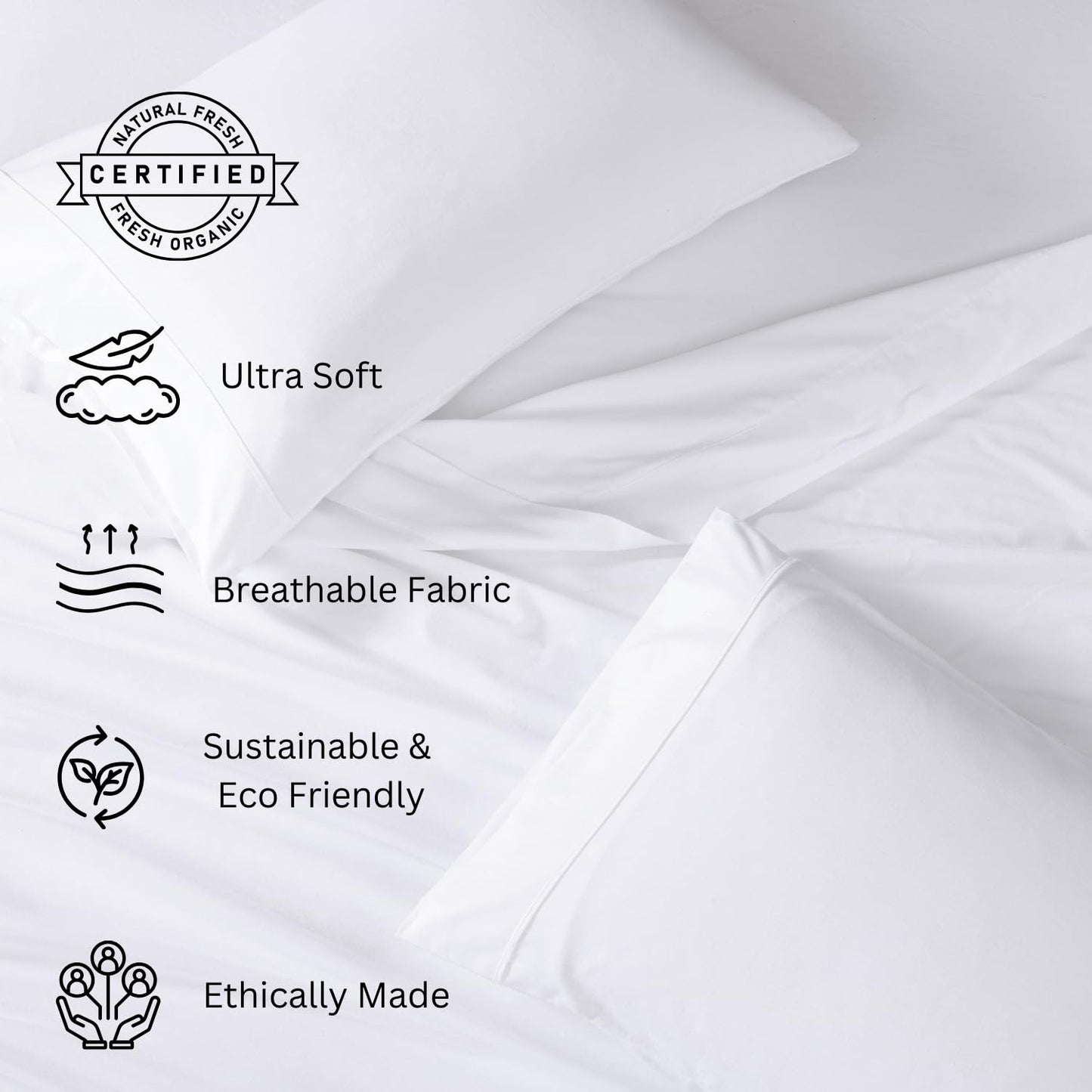 LANE LINEN Organic Cotton Queen Sheet Set - White