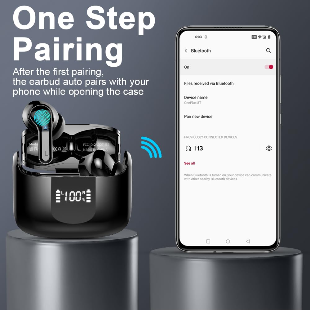 Wireless Earbuds with Noise Cancelling and Bass