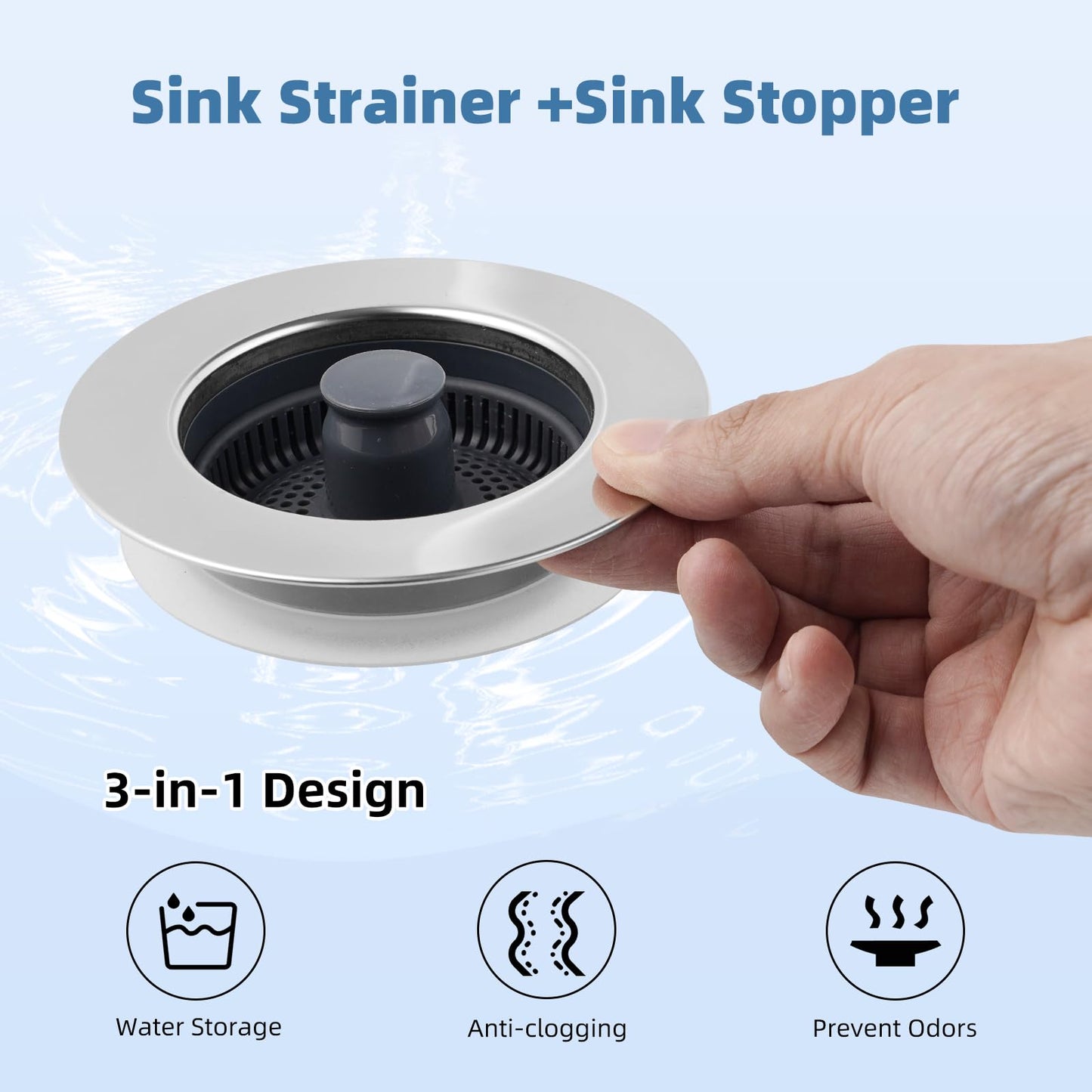 iFealClear 3-in-1 Kitchen Sink Strainer Stopper