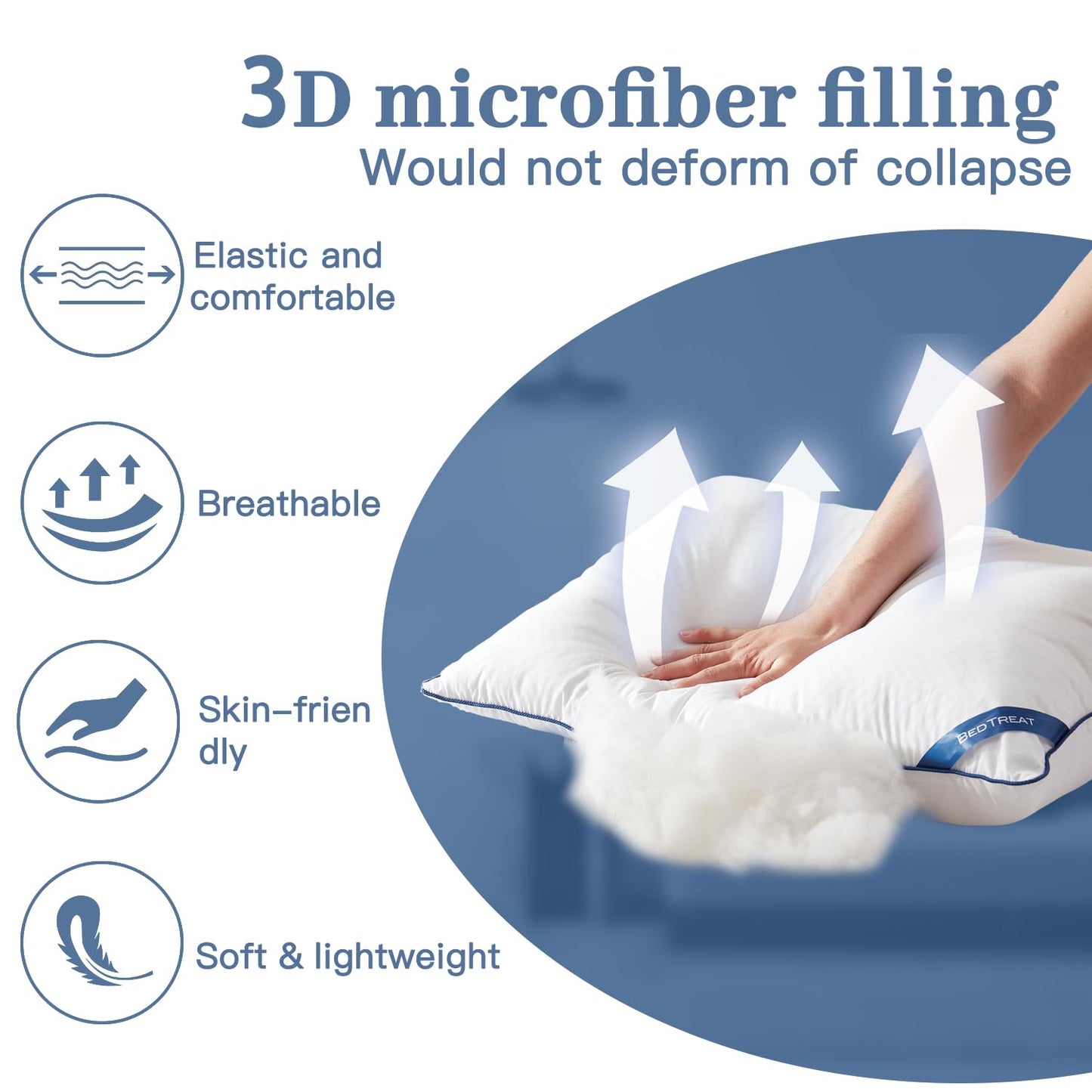 BedTreat Cooling Queen Size Down Alternative Pillows